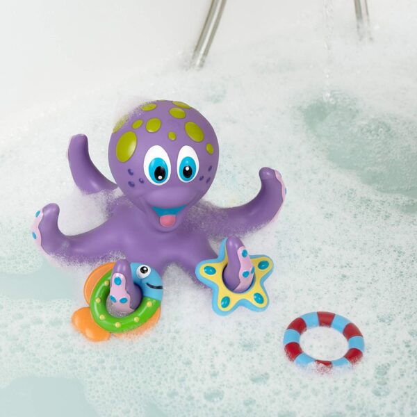 Nuby Floating Purple Octopus with 3 Hoopla Rings Interactive Bath Toy - Image 4