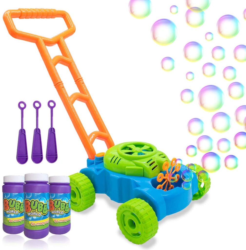 Lydaz Bubble Mower for Toddlers, Kids Bubble Blower Machine Lawn Games, Summer Outdoor Push Toys, Birthday Toy Gifts for Preschool Baby Boys Girls