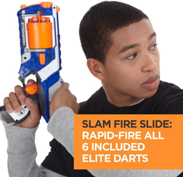 Nerf N Strike Elite Strongarm Toy Blaster with Rotating Barrel, Slam Fire, and 6 Official Nerf Elite Darts for Kids, Teens, & Adults - Image 4