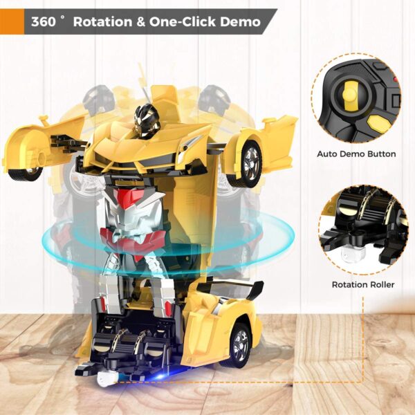 Desuccus Remote Control Car, Transform Robot RC Car for Kids, 2.4Ghz 1:18 Scale Model Racing Car with One-Button Deformation, 360?Drifting, Transforming Robot Car Toy Gift for Boys and Girls - Image 3