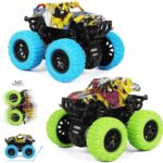 M SANMERSEN Pull Back Cars, 2 Pack Monster Toys Cars Mini Friction Powered Vehicle with Shockproof Spring and Rubber Wheel Early Educational Toy Best Gifts for 3-12 Year Old Boys Girls