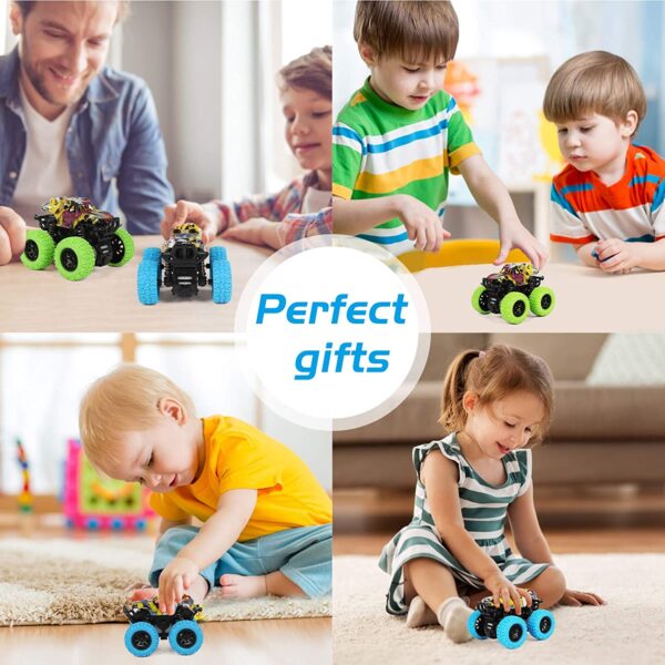 M SANMERSEN Pull Back Cars, 2 Pack Monster Toys Cars Mini Friction Powered Vehicle with Shockproof Spring and Rubber Wheel Early Educational Toy Best Gifts for 3-12 Year Old Boys Girls - Image 6