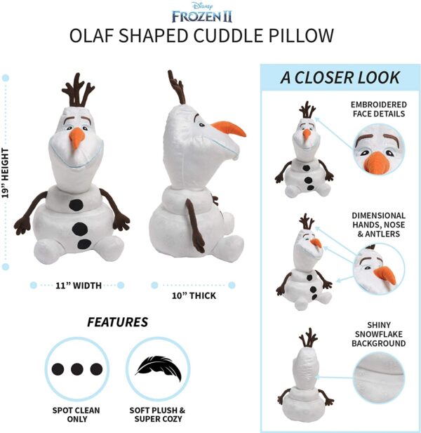 Franco Kids Bedding Super Soft Plush Snuggle Cuddle Pillow, One Size, Disney Frozen 2 Olaf - Image 4