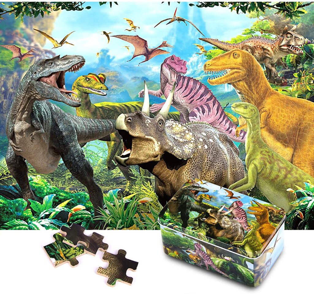 KULARIWORLD 200 Piece Jigsaw Puzzles for Kids Dinosaur Wooden Puzzle Toy for Child Boys Girls Ages 4-12 Years Olds