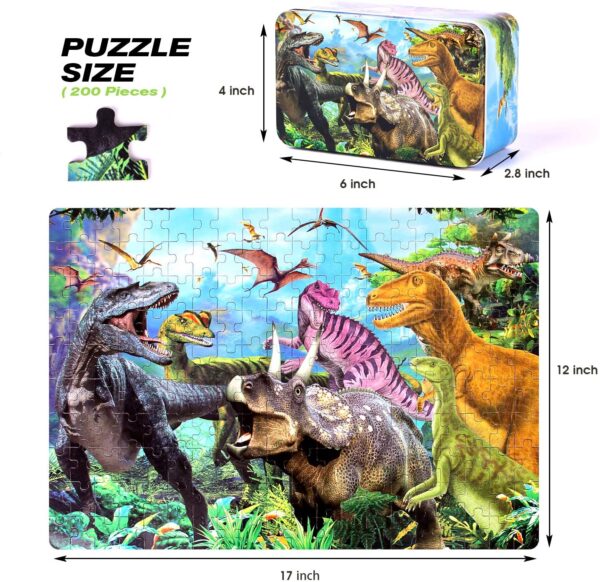 KULARIWORLD 200 Piece Jigsaw Puzzles for Kids Dinosaur Wooden Puzzle Toy for Child Boys Girls Ages 4-12 Years Olds - Image 4