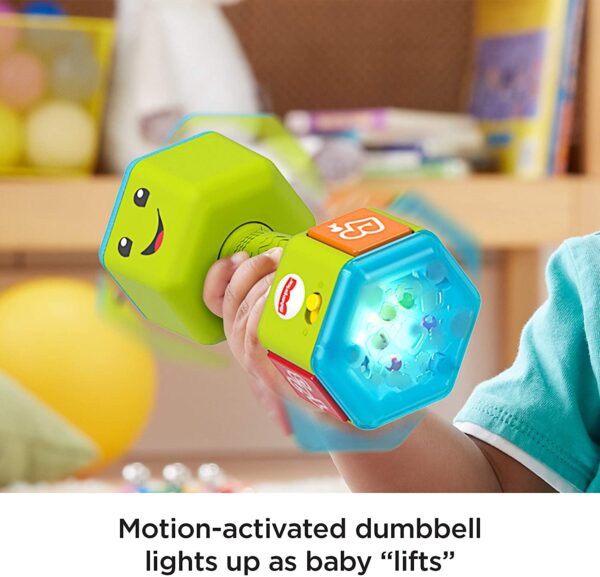 Fisher-Price Laugh & Learn Countin' Reps Dumbbell rattle toy with music, lights and learning content for baby and toddler ages 6-36 months - Image 3