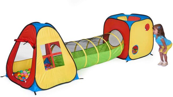 UTEX 3 in 1 Pop Up Play Tent with Tunnel, Ball Pit for Kids, Boys, Girls, Babies and Toddlers, Indoor/Outdoor Playhouse