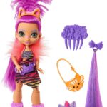 Cave Club Roaralai Doll 10-inch, Purple Hair Poseable Prehistoric Fashion Doll with Dinosaur Pet and Accessories, Gift for 4 Year Olds and Up