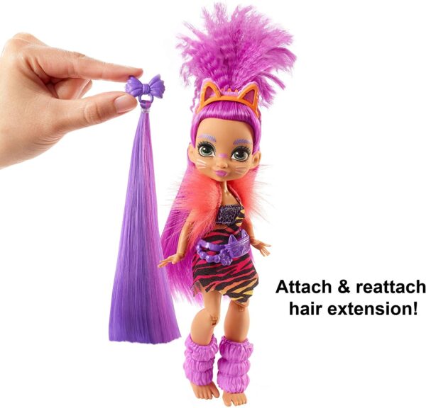 Cave Club Roaralai Doll 10-inch, Purple Hair Poseable Prehistoric Fashion Doll with Dinosaur Pet and Accessories, Gift for 4 Year Olds and Up - Image 3